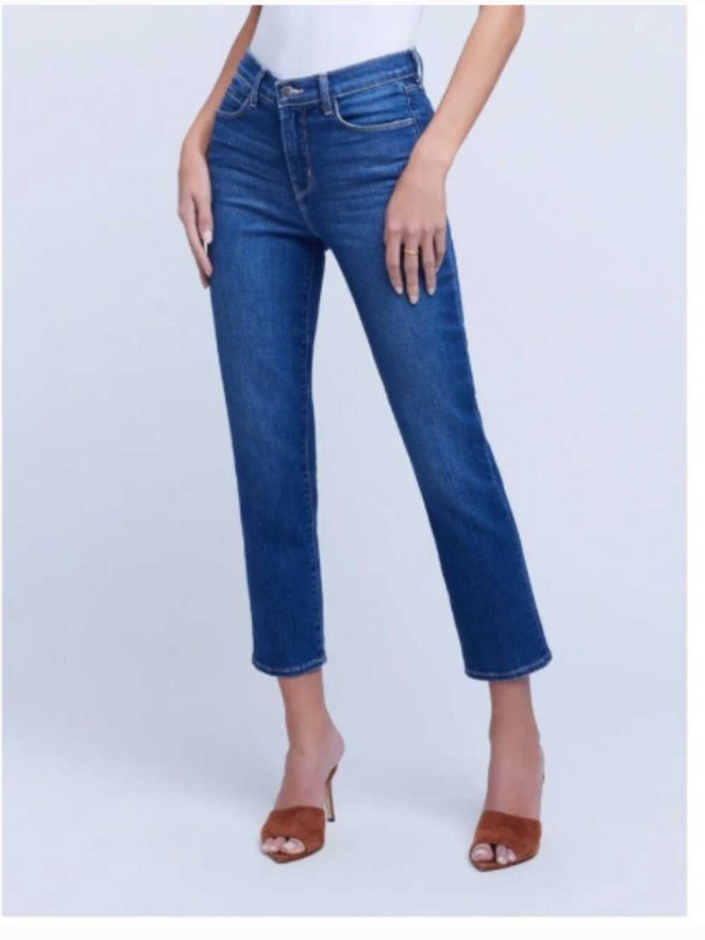 L'AGENCE The Alexia High Rise Cigarette Leg Cropped in Byers Wash Jeans Size 27